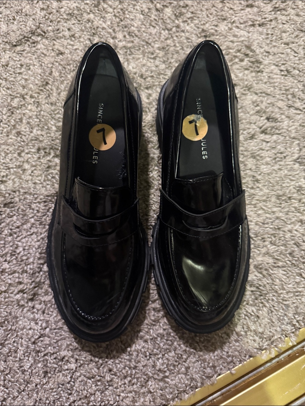 Sincerly Jules Black Patent Penny Loafers